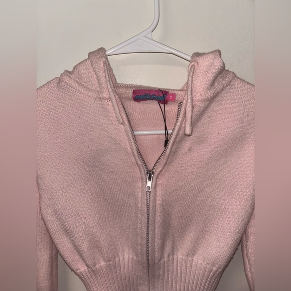 💕Edikted Desiree Knitted Hooded Cardigan & Low Rise Fold Over Pants Pink Set💕 - Picture 7 of 12